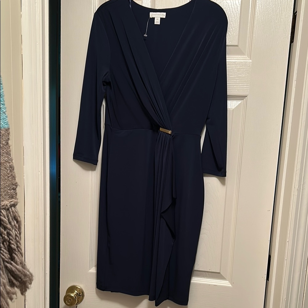 Charter Club Elegant Navy Blue Wrap Dress Never Worn